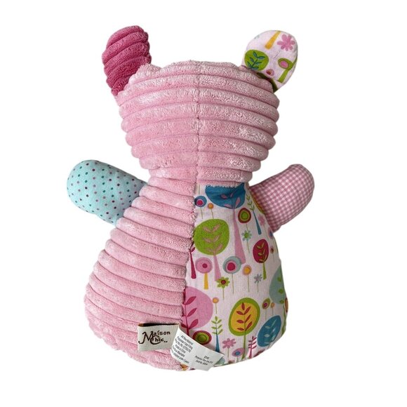 Maison Chic Pink Puppy Dog Bear Plush Lovey Textured 2010 Patchwork Pink Blue - Picture 5 of 9